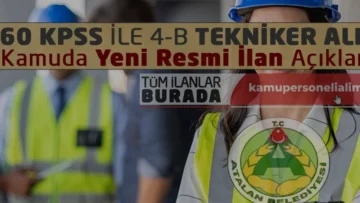 Atalan Belediyesi 60 KPSS Puanı ile Tekniker Alımı Yapacak