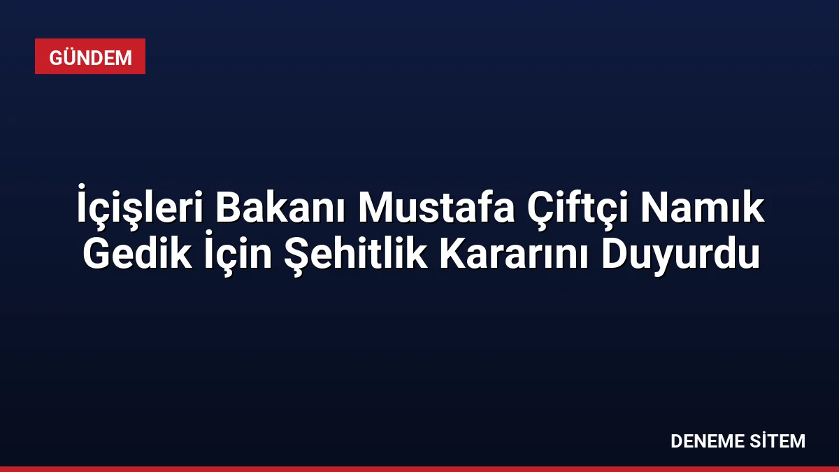 İçişleri Bakanı Mustafa Çiftçi Namık Gedik İçin Şehitlik Kararını Duyurdu